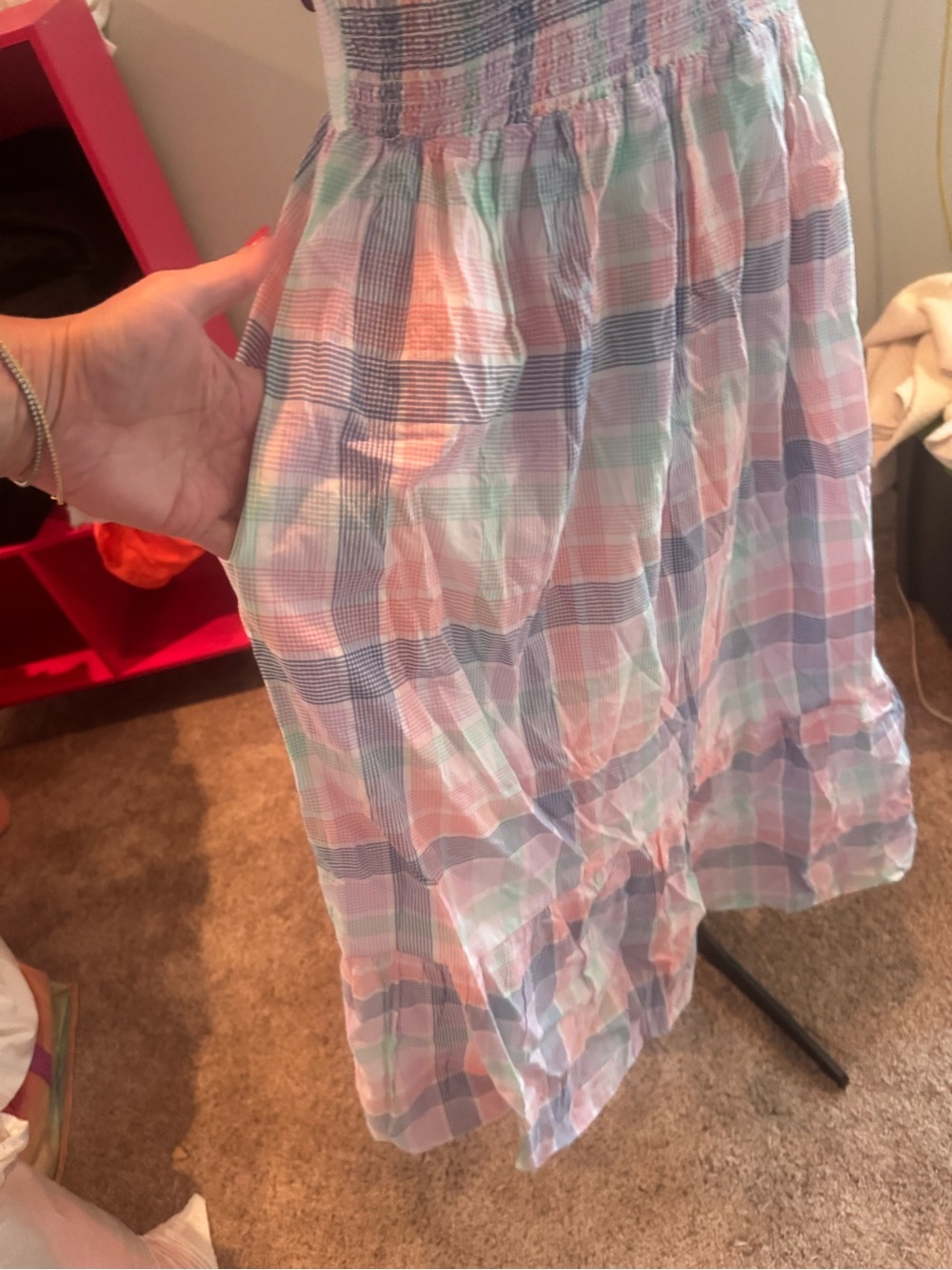 J. Crew Pastel Plaid Sleeveless Midi Dress - Picture 3 of 4